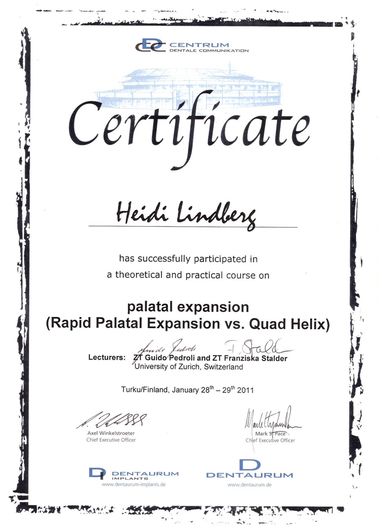 Heidi Lindbergin sertifikaatti